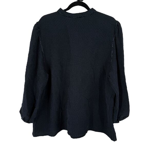 Max Studio three quarter sleeve pullover button blouse top dark blue size 2X - Picture 3 of 6